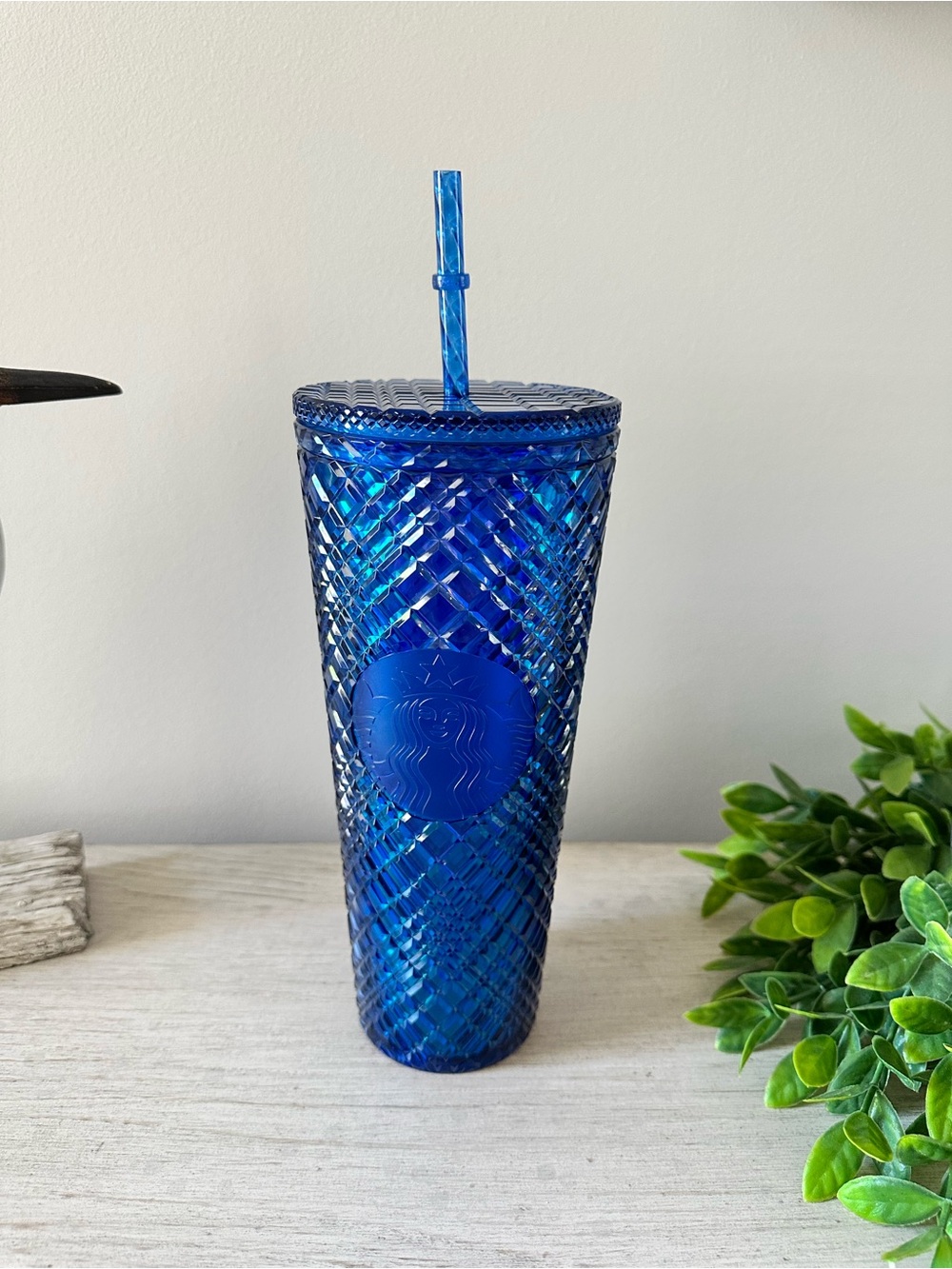 Starbucks Deep Blue Textured Reusable Tumbler with Straw 24 oz